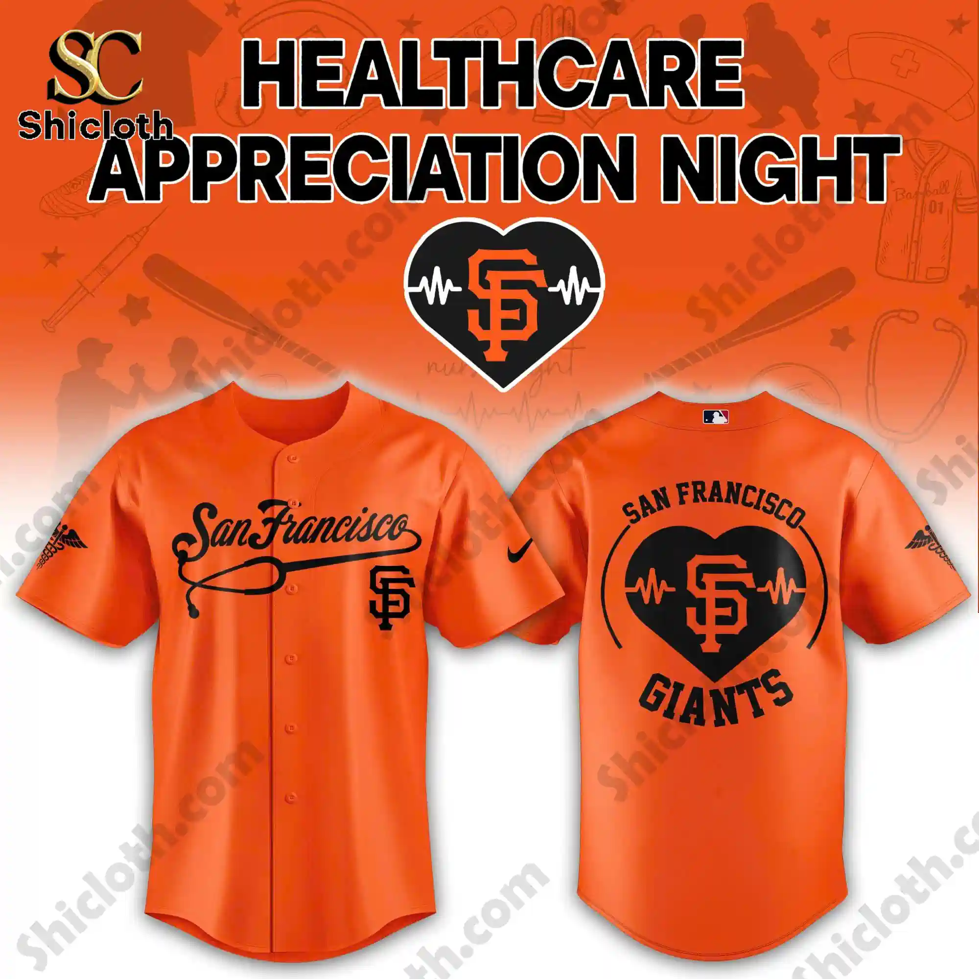 Orange San Francisco Giants Healthcare Appreciation Night jersey front and back view!