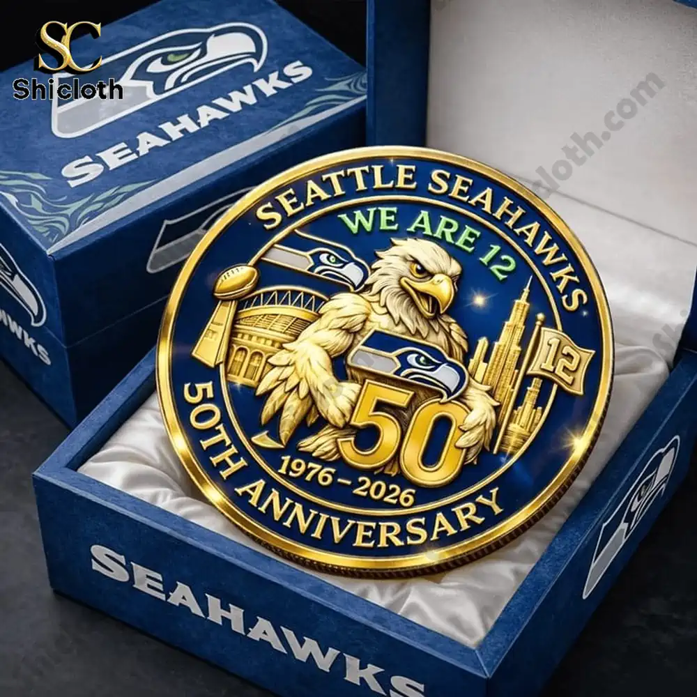 Seattle Seahawks We Are 12 Super Bowl Pen 16 Seattle Seahawks 50th anniversary commemorative coin in blue gift box!