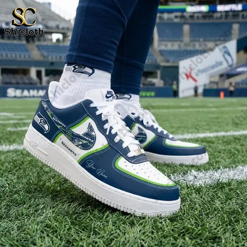 Seattle Seahawks sneakers worn on football field turf!