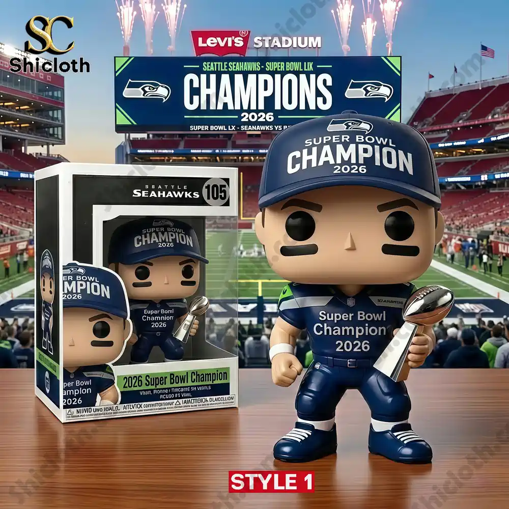 Customized Super Bowl LX Commemorative Ticket 26 Seattle Seahawks Super Bowl champion figure holding trophy in stadium!