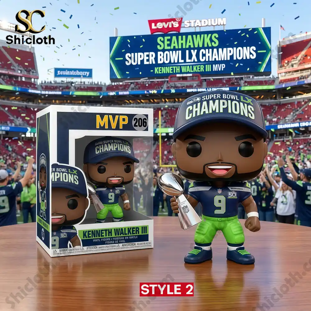 Seattle Seahawks MVP Super Bowl champion figure holding trophy!