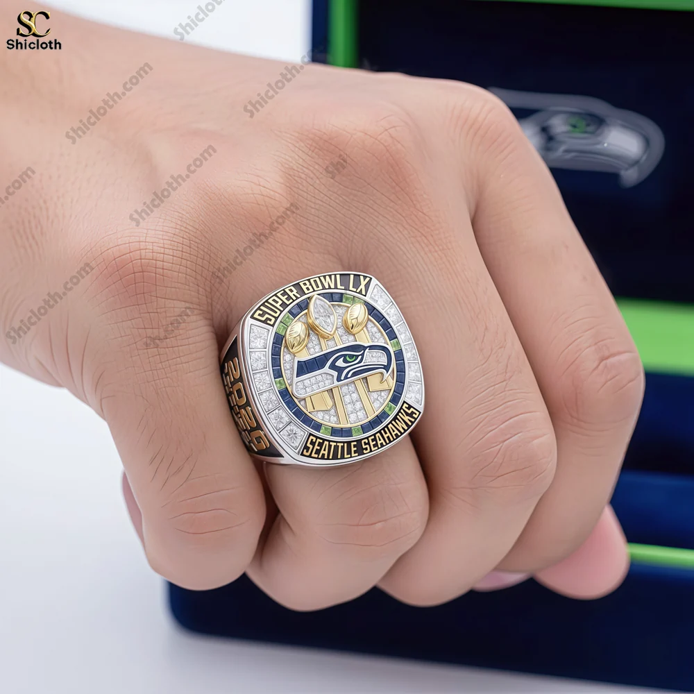 Customized Super Bowl LX Commemorative Ticket 32 Hand wearing Seattle Seahawks Super Bowl LX championship ring!