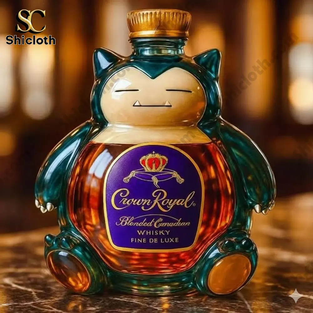 Snorlax themed whiskey bottle with purple label!