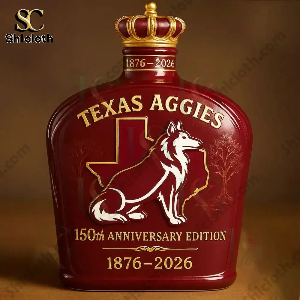 Texas Aggies anniversary bottle featuring a crown cap and 1876 2026 marking.