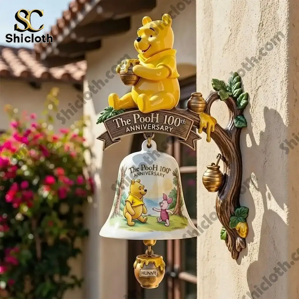 The Pooh One Hundredth Anniversary wall bell mounted on exterior wall by Shiclothg!