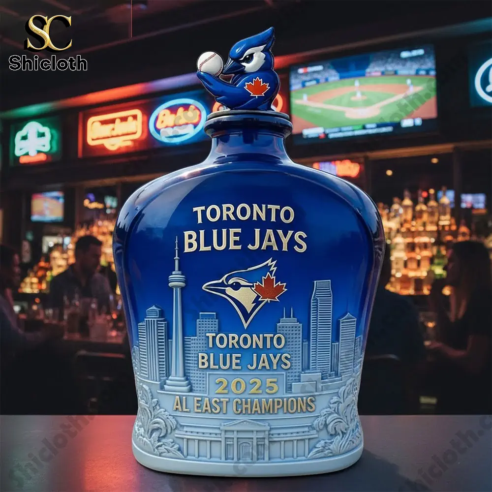 Toronto Blue Jays championship bottle displayed on a bar counter!