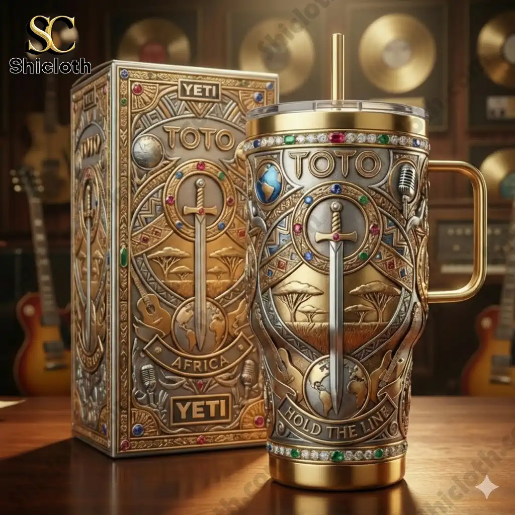 Alternative view of Toto Band Africa Sword and Globe Luxury Gemstone Design Tumbler
