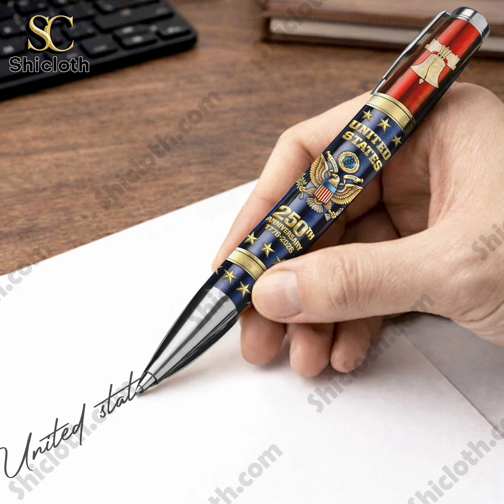 US 250th Anniversary Limited Edition 3D Pen 3 Hand holding a United States 250th anniversary pen writing on paper.