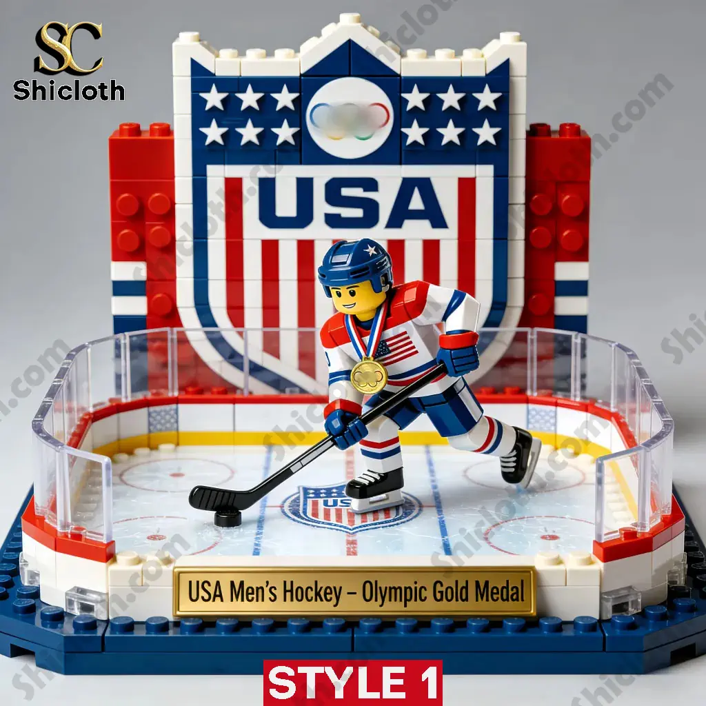 USA Mens Hockey Olympic gold medal building rink set Style One display!