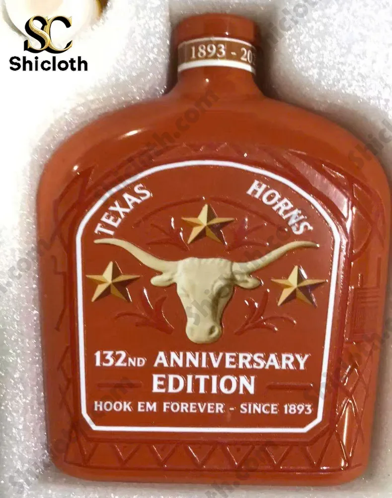 Texas Horns 132nd Anniversary Edition bottle in protective foam packaging.
