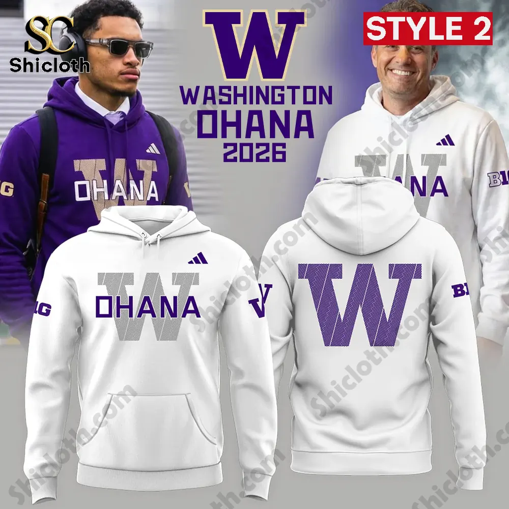 White Washington Ohana 2026 hoodie front and back view Style 2