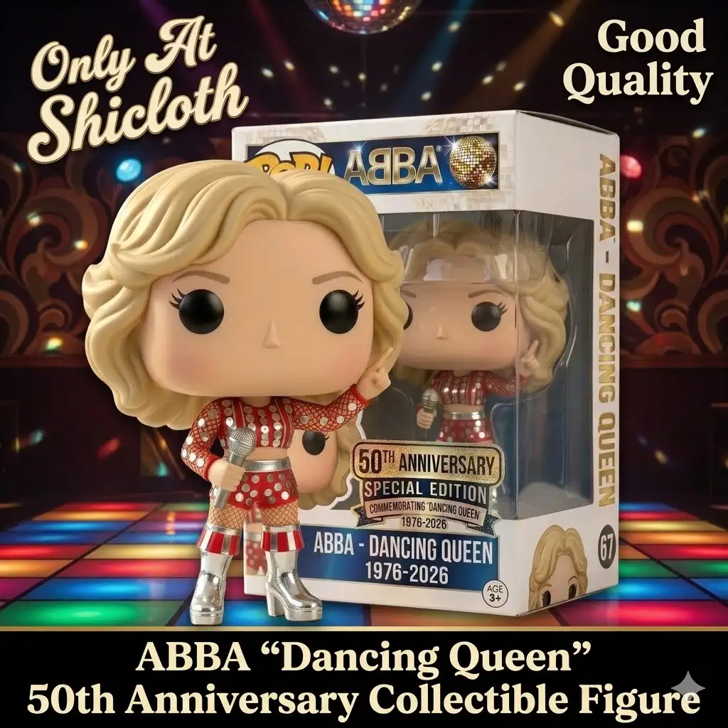 Disco singer style collectible figure with anniversary box on colorful stage background