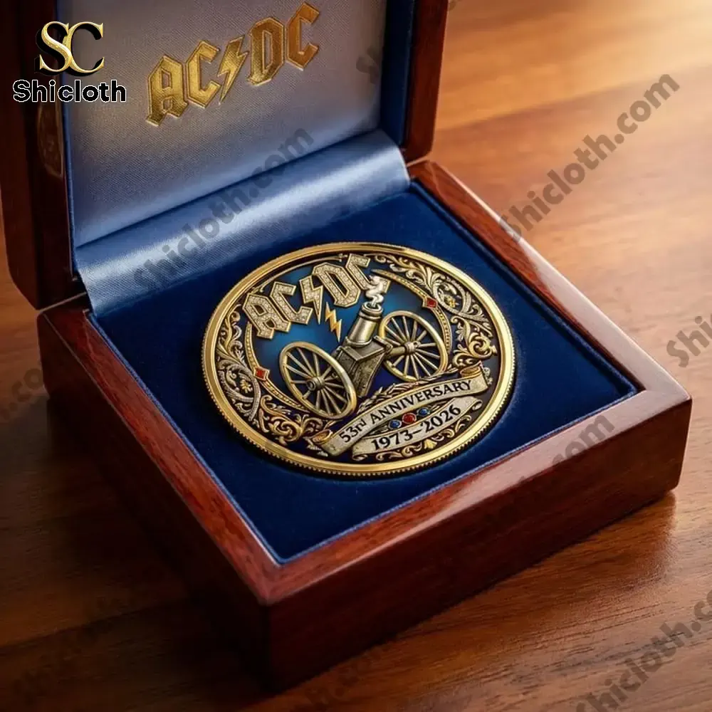 ACDC 53rd Anniversary 1973-2026 Coin 3 ACDC coin in premium display box with blue interior lining