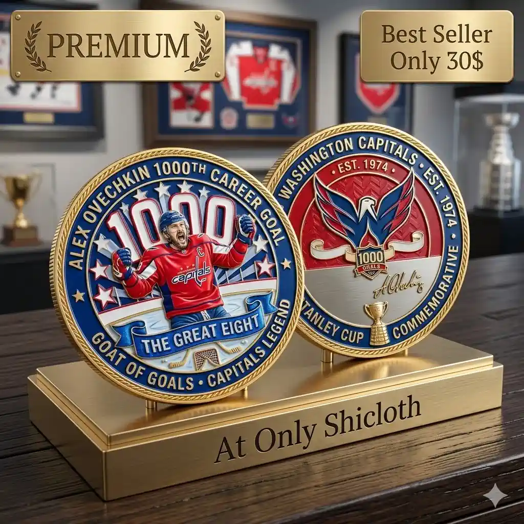 Display set of Alex Ovechkin 1000 goals commemorative coins on premium stand!