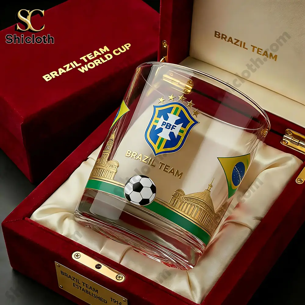 Brazil team whiskey glass in luxury gift box display!