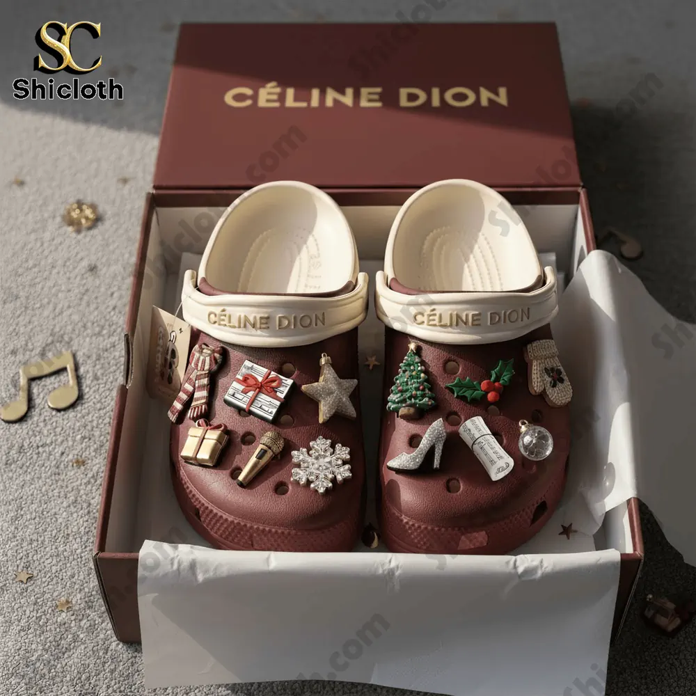 Decorated crocs shoes in gift box with detailed charms!