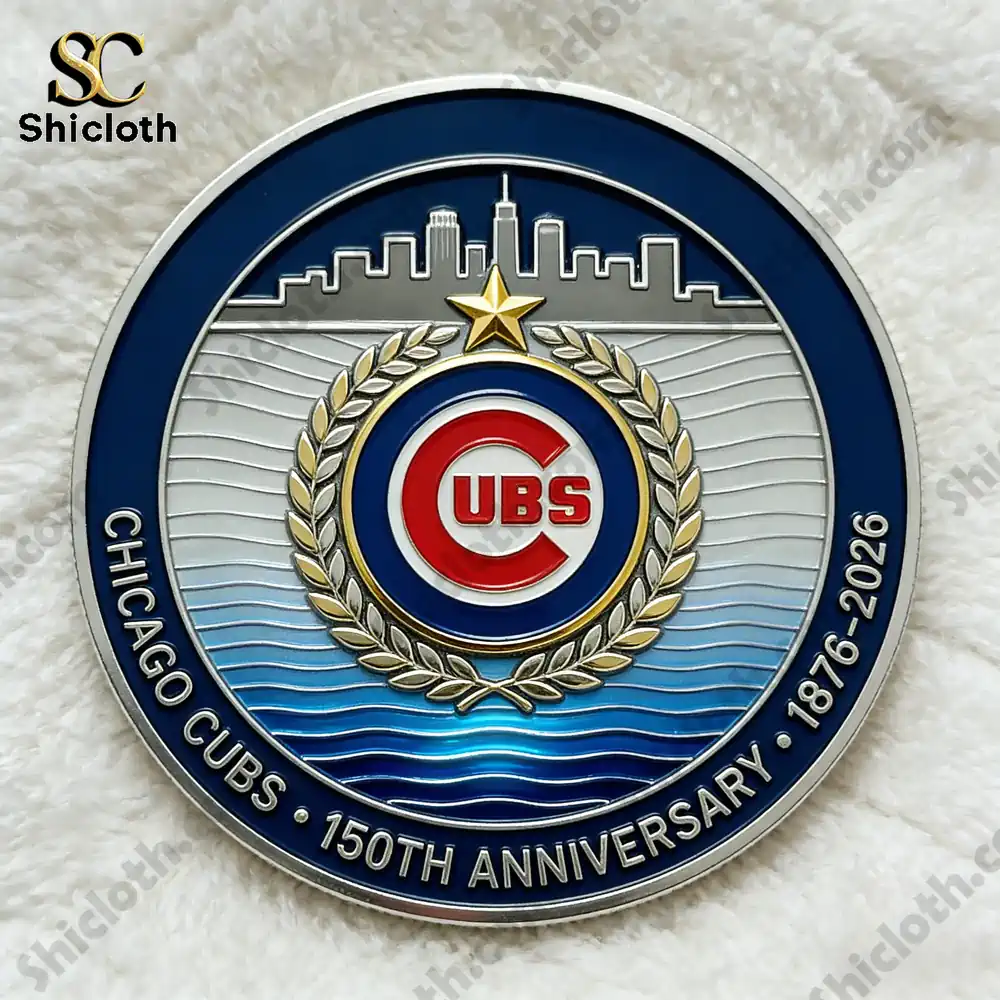 Back side of Chicago Cubs one hundred fifty anniversary commemorative coin design!