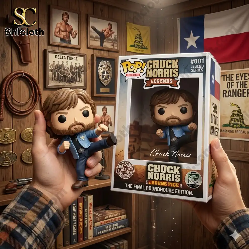 Stylized cowboy martial artist figure with box in a Texas themed collection room!