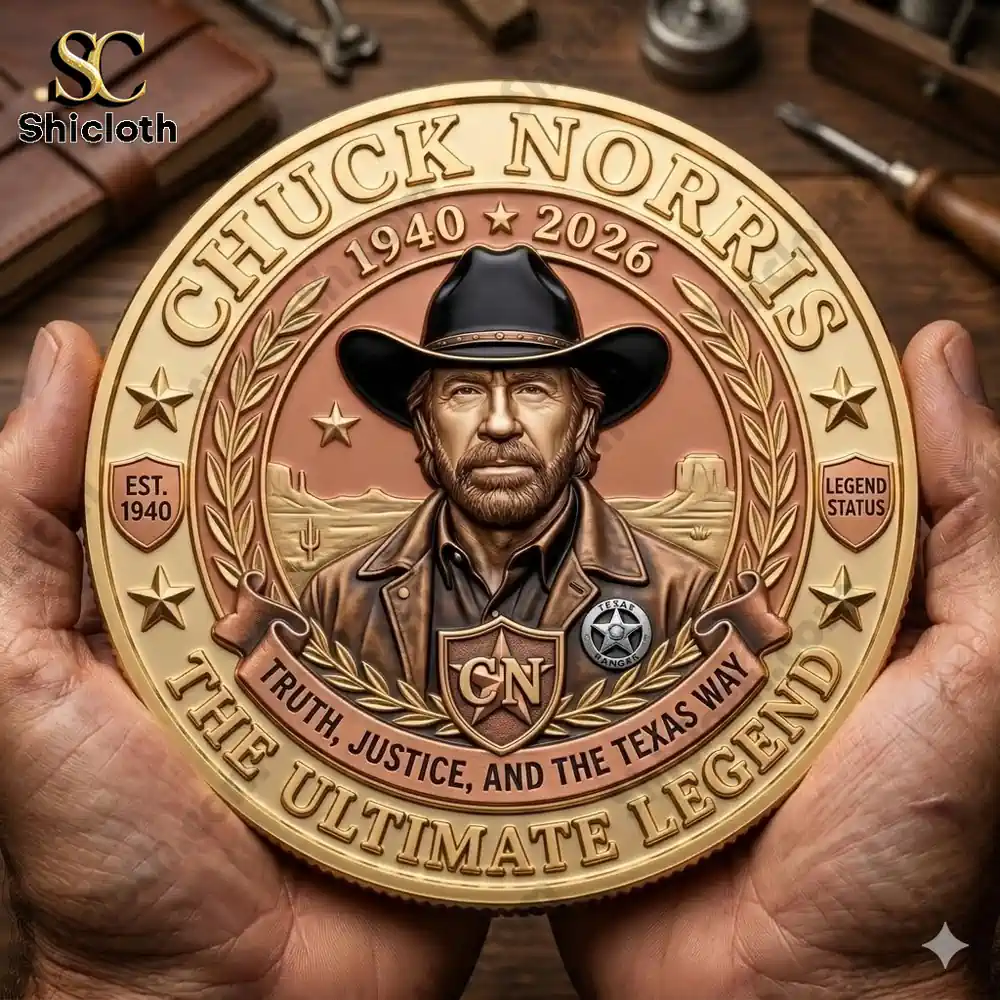 cowboy portrait coin held in hands