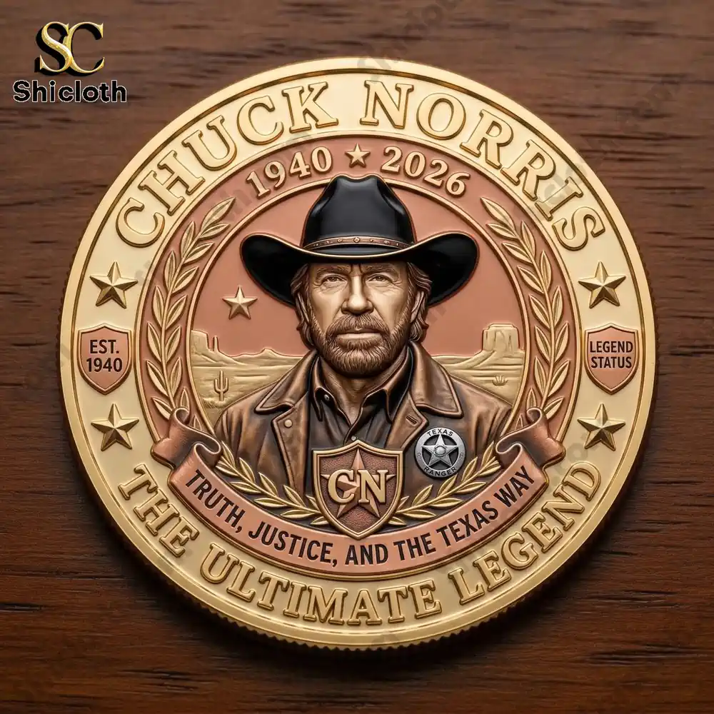 cowboy coin on wooden table