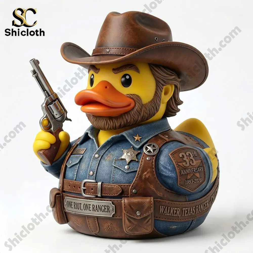 Cowboy sheriff rubber duck isolated on white background
