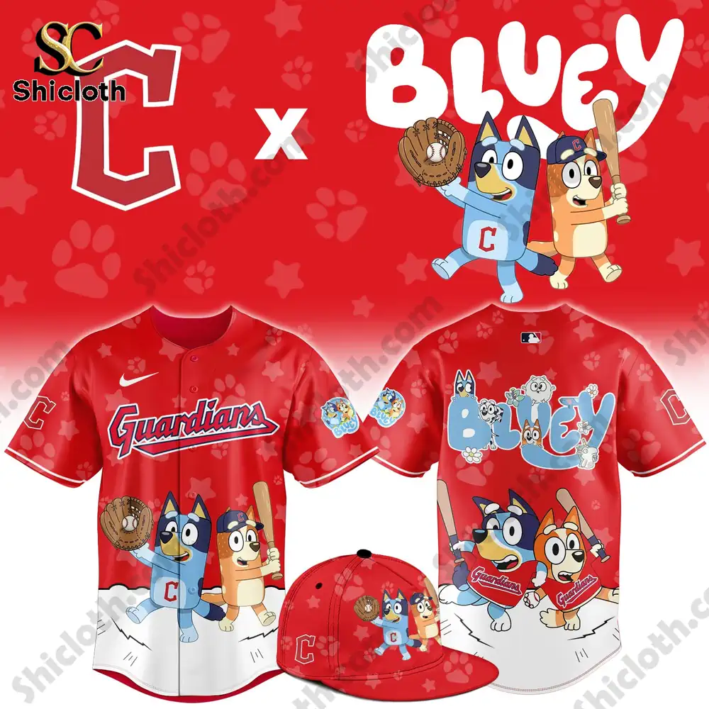 Cleveland Guardians Bluey baseball jersey front design by Shicloth!
