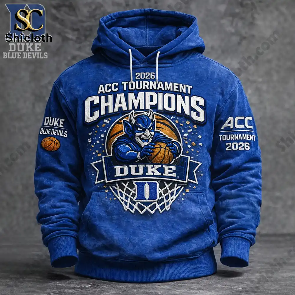 Blue Duke champions hoodie with mascot and tournament design