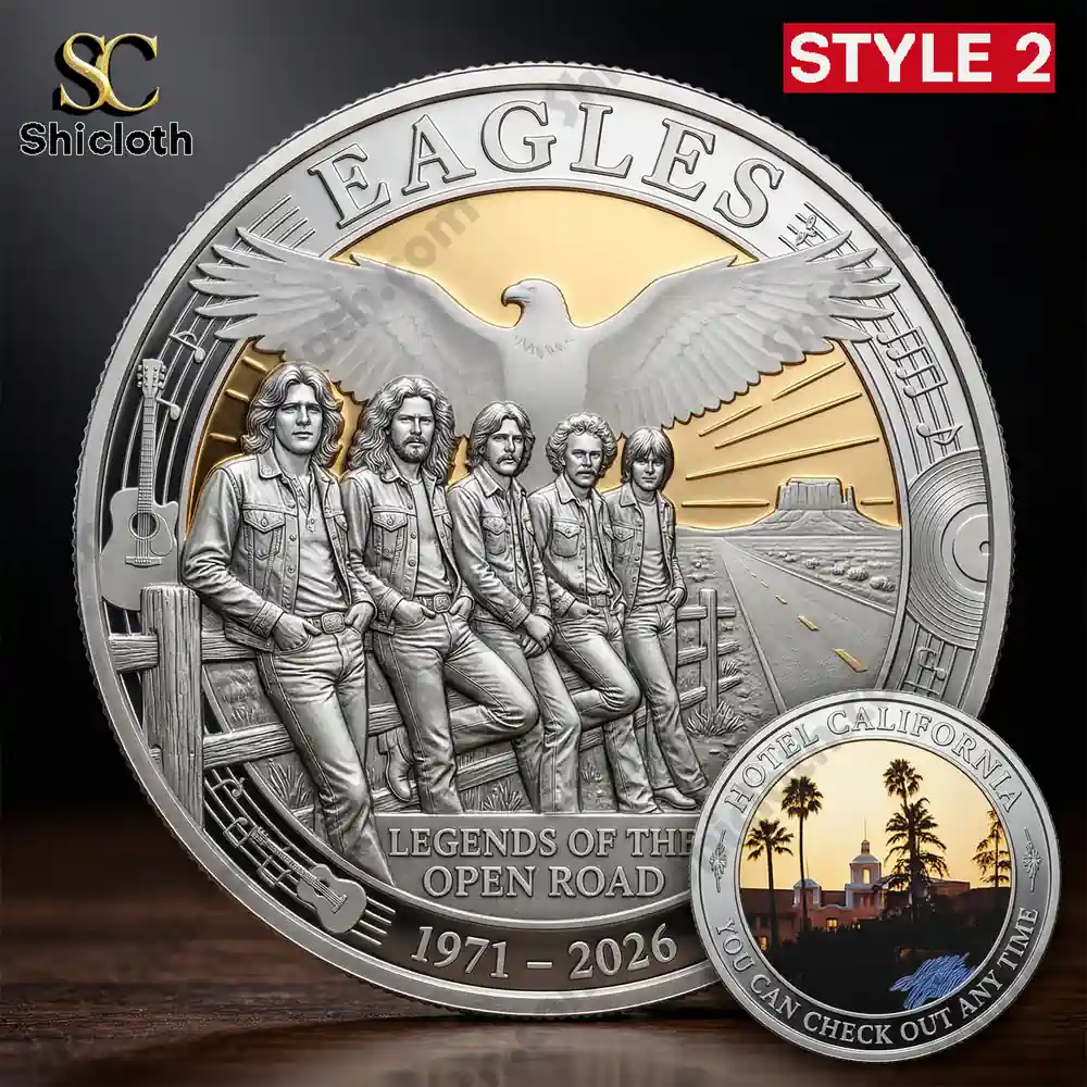 Eagles "Legends of the Open Road" 55th Anniversary Memorial Coin 3 Silver Eagles coin with band figures and eagle