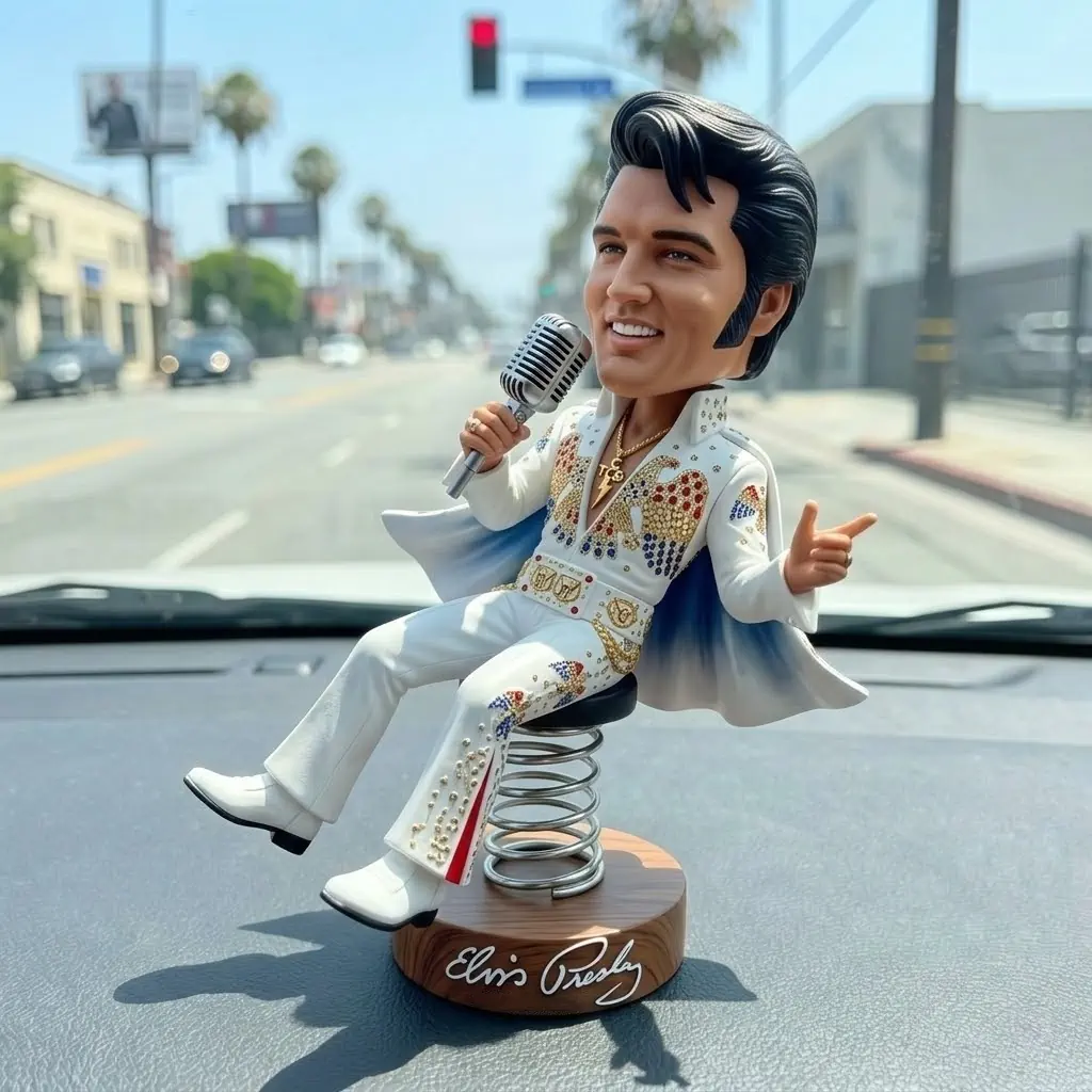 Elvis Presley singing bobblehead dashboard figure with microphone!