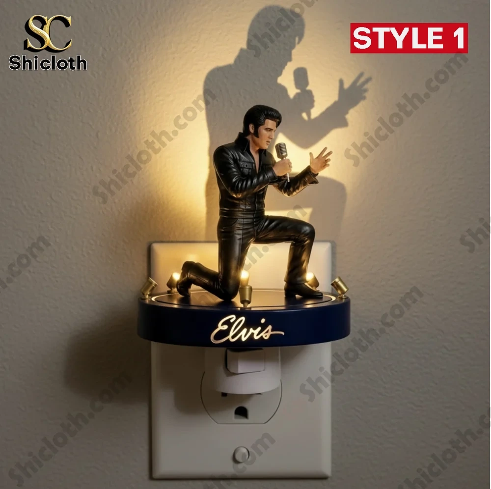 Elvis black outfit night light statue on wall socket