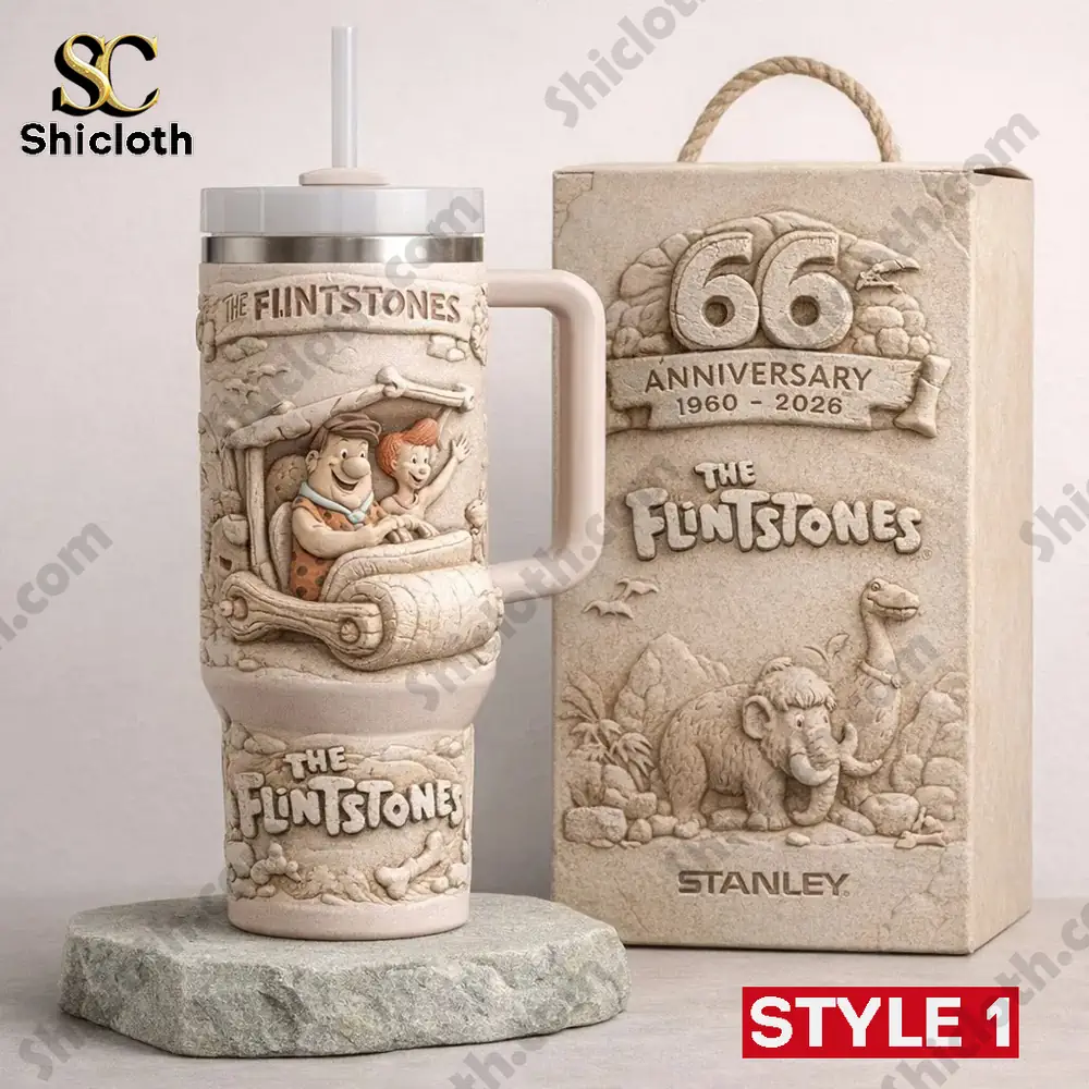 Alternative view of Flintstones 66th Anniversary 3D Relief Tumbler