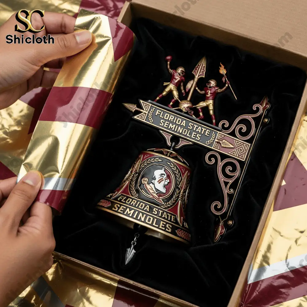 Florida State Seminoles bell inside box with gift wrapping