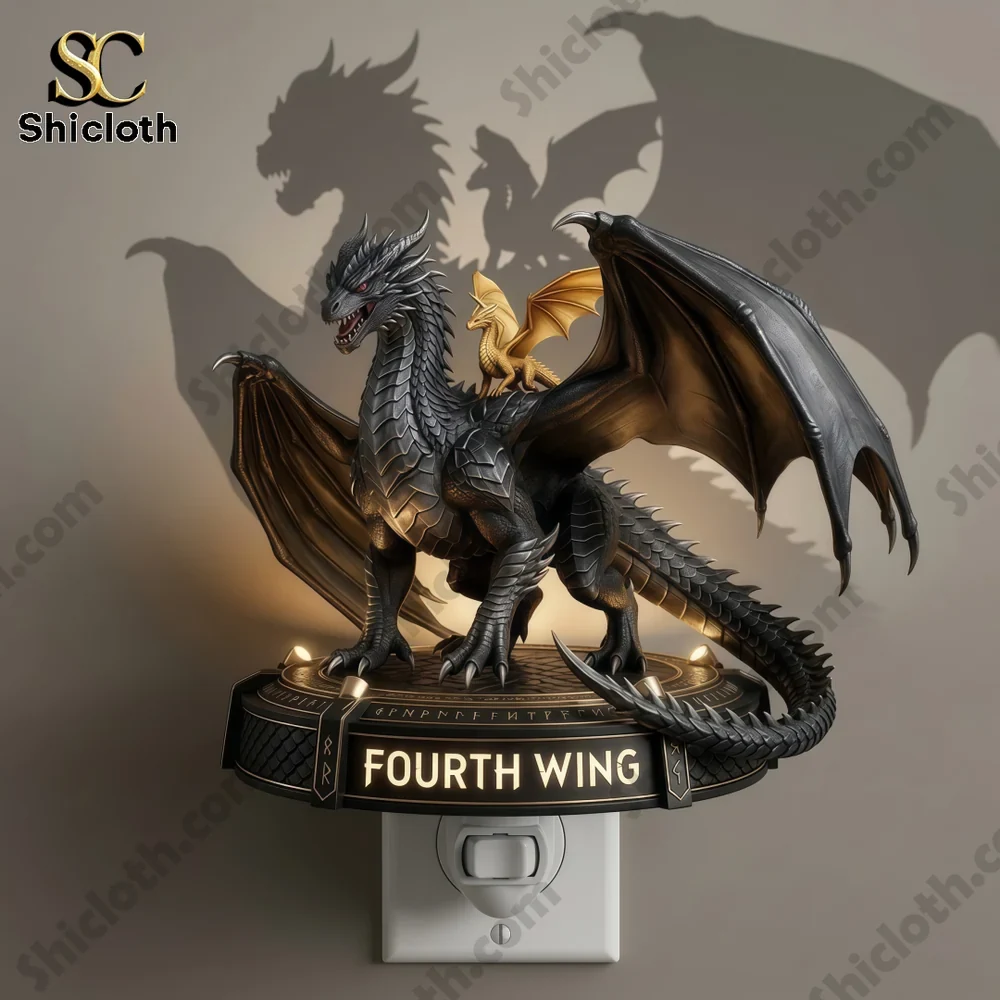 Detailed dragon night light with shadow on wall
