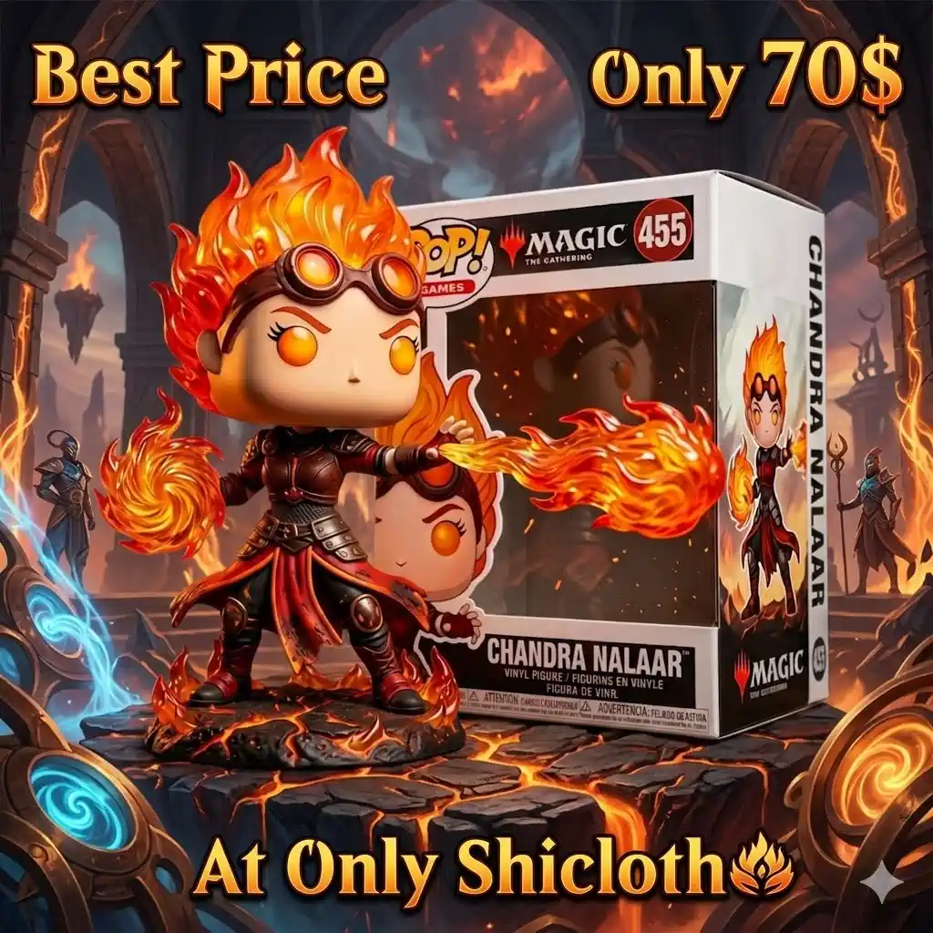 AC/DC 53rd Anniversary Commemorative Figure 105 Chandra Nalaar fire figure with fantasy background and price display