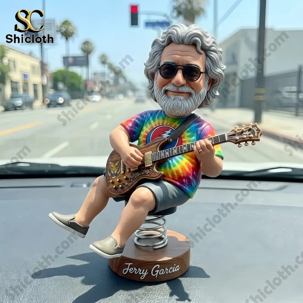 Jerry Garcia guitar bobblehead dashboard ornament inside a car!