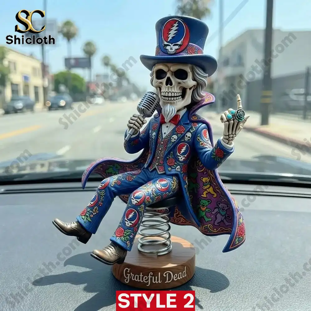 Grateful Dead skeleton singer bobblehead car dashboard decor by Shicloth!