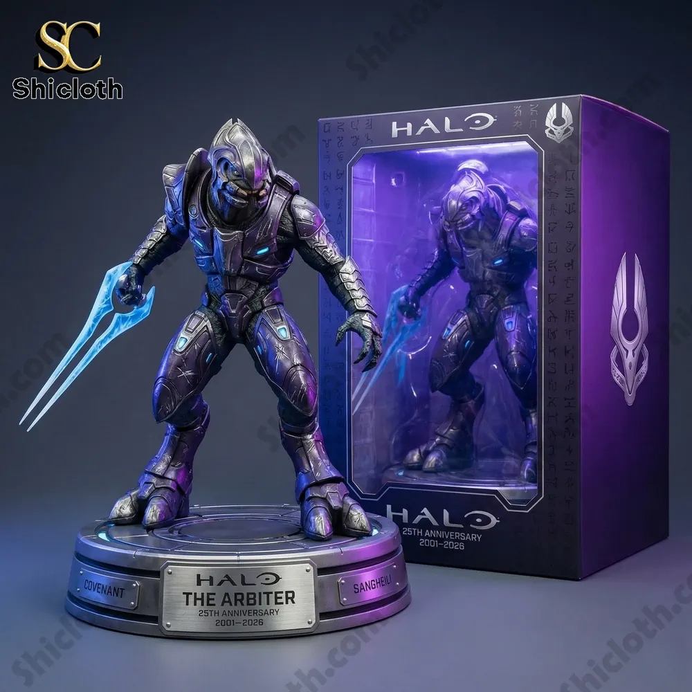 Halo The Arbiter Sangheili collector statue with energy sword and anniversary display box!