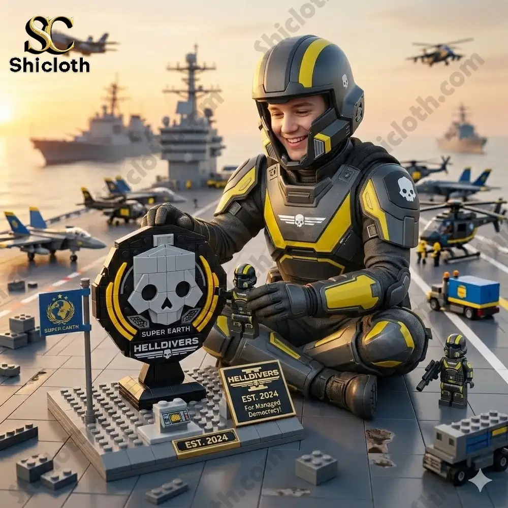 Helldivers brick soldier on military deck with ships and aircraft!