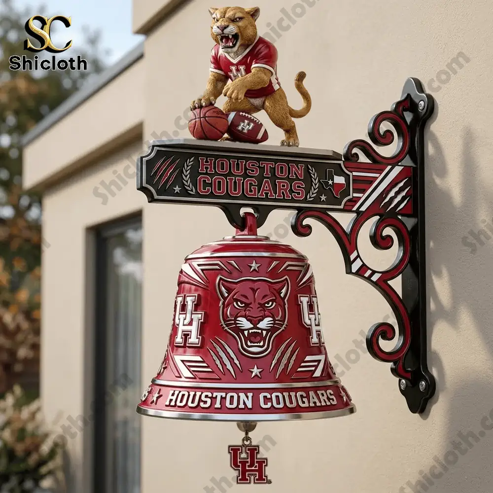 Houston Cougars wall bell mounted outdoors on a house wall