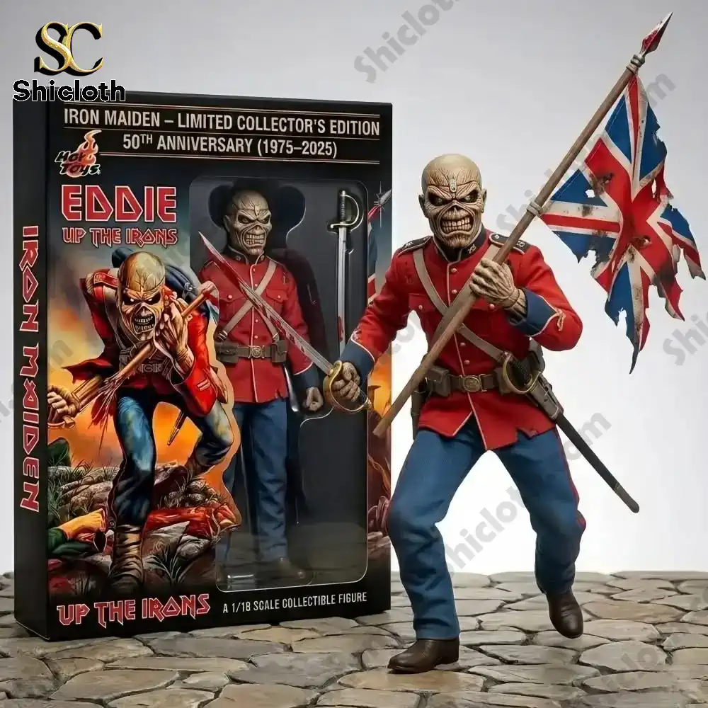 AC/DC 53rd Anniversary Commemorative Figure 79 Iron Maiden Eddie collector figure in red uniform with box display from Shicloth!