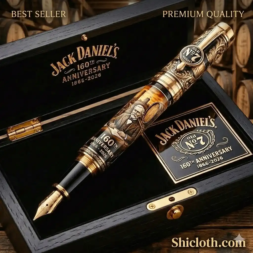Luxury Jack Daniels anniversary fountain pen displayed in elegant wooden gift box!