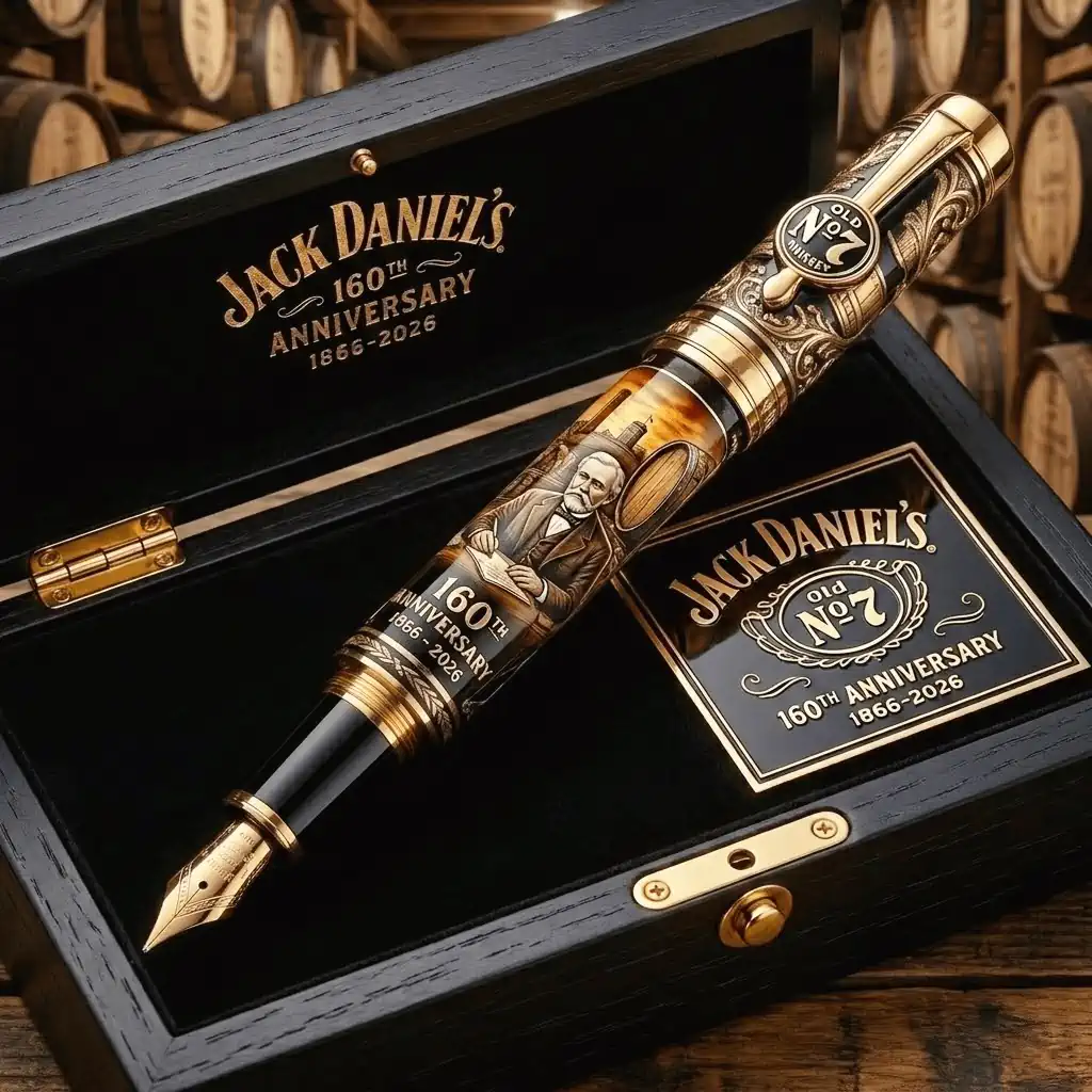 Premium engraved Jack Daniels anniversary fountain pen inside luxury presentation box!