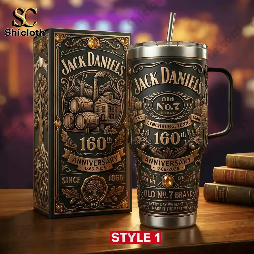 Jack Daniels 160th Anniversary Insulated Tumbler 6 Vintage style insulated tumbler with decorative Jack Daniel theme and box!