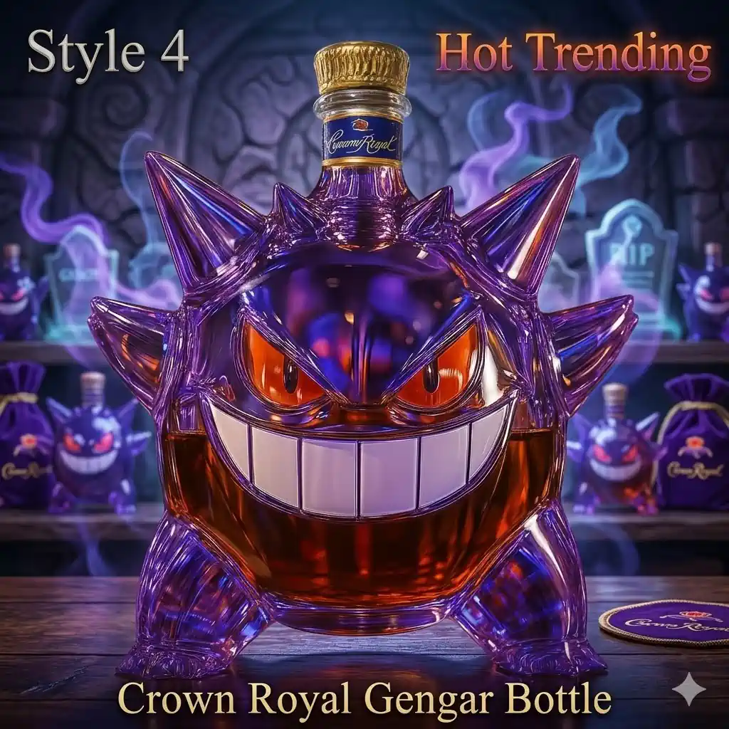 Jack Daniels Gengar Bottle 4 Purple gengar bottle with glowing background and ghost figures!