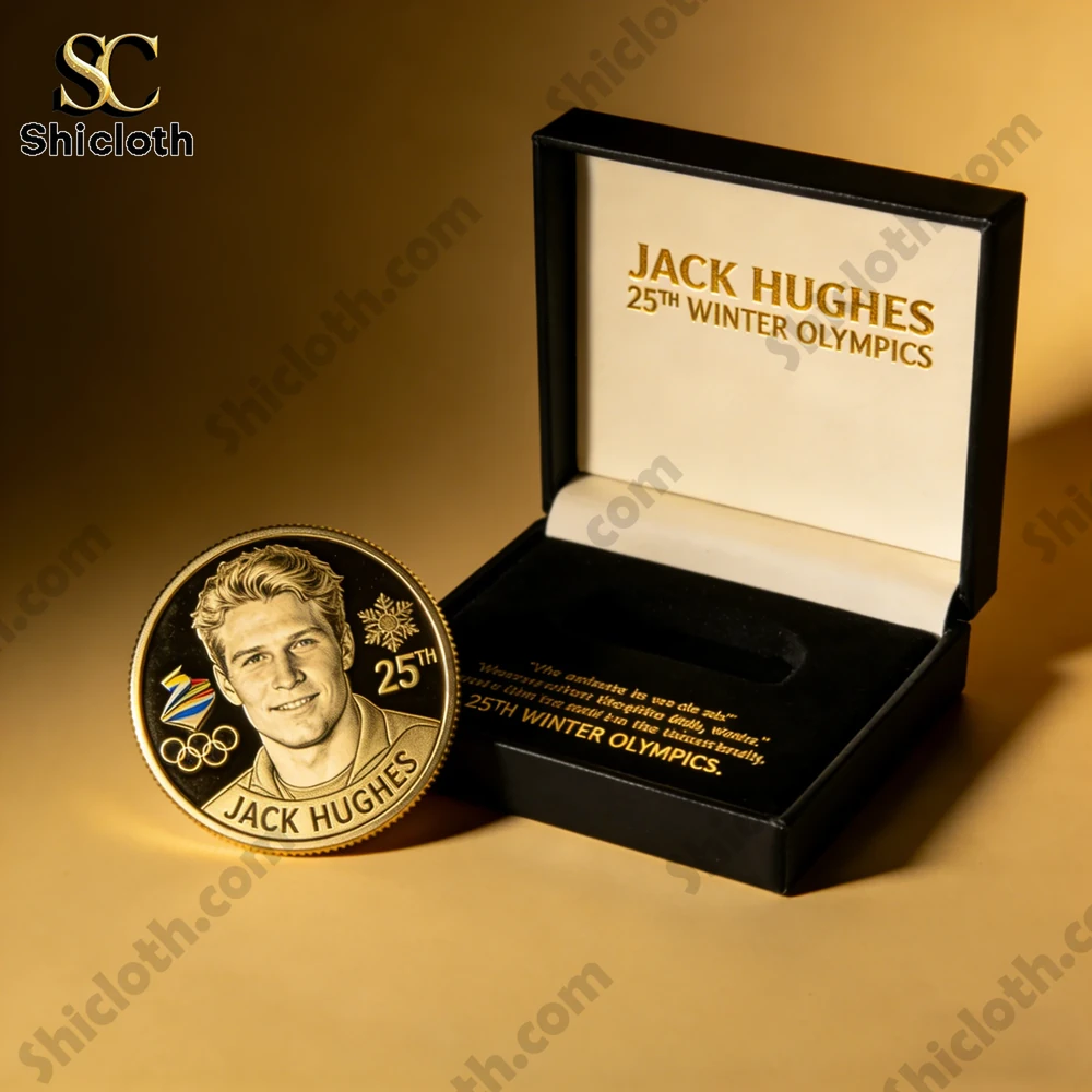 jack hughes winter olympics commemorative coin displayed with luxury presentation box from shicloth!