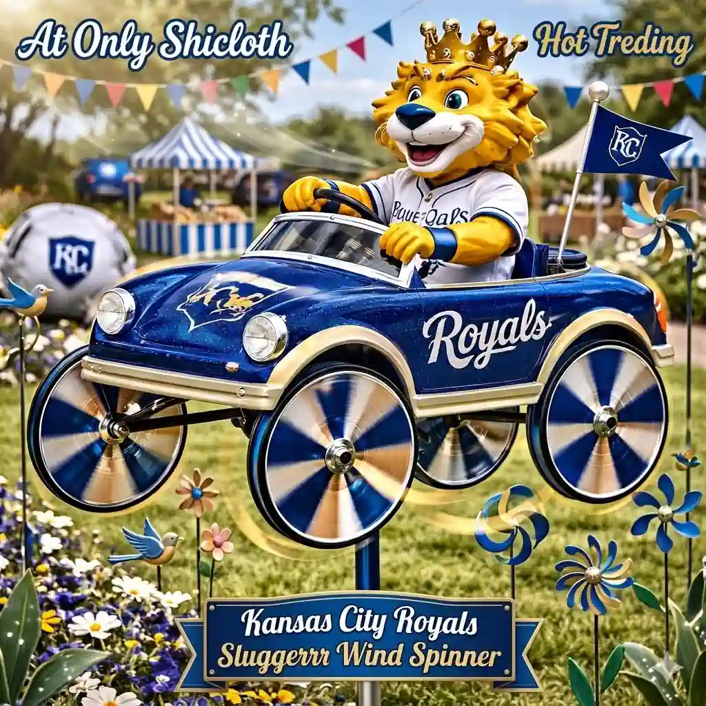 Kansas City Royals Sluggerrr Wind Spinner 4 Detailed Royals lion wind spinner with festival background!