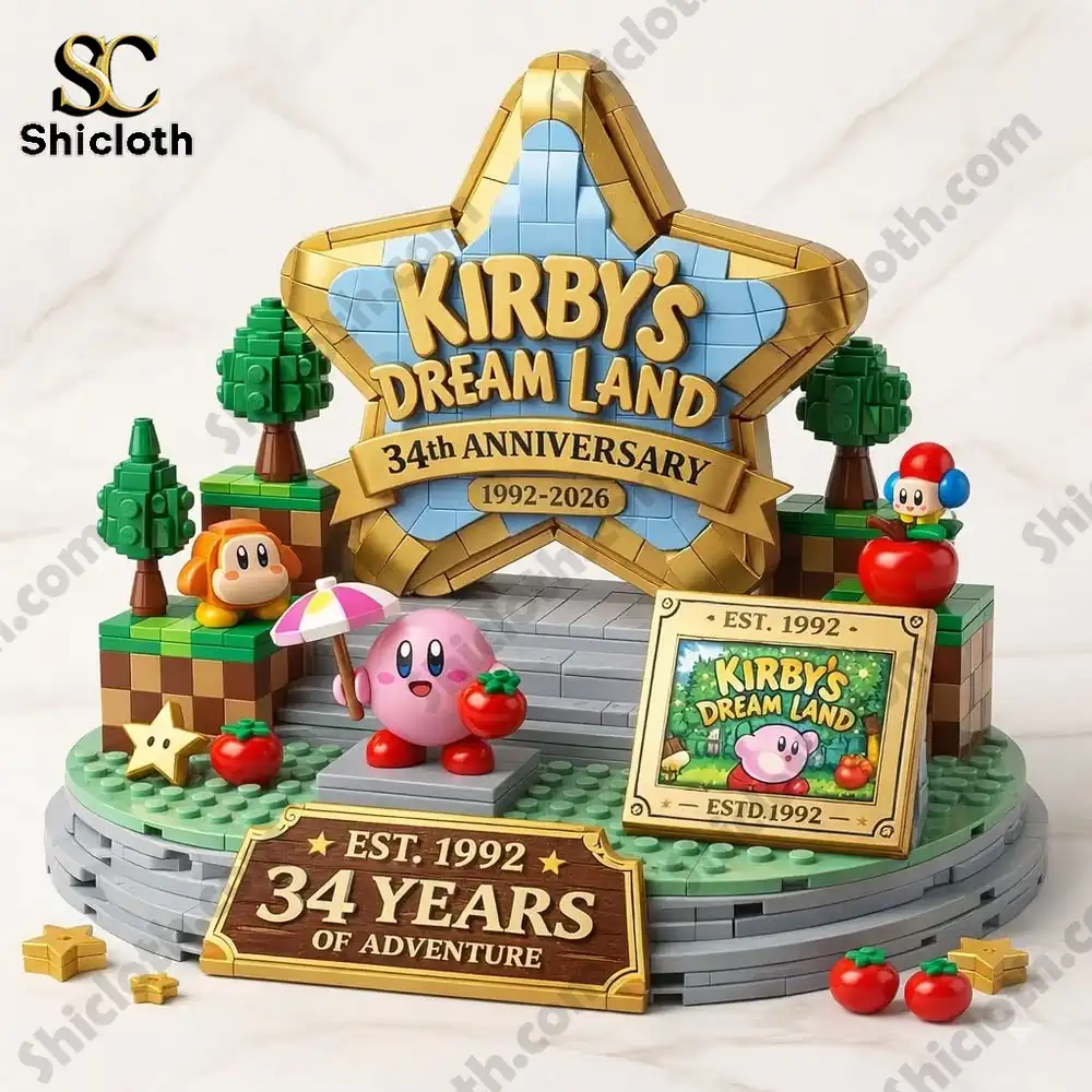 kirby dream land anniversary building brick display with star stage and characters!