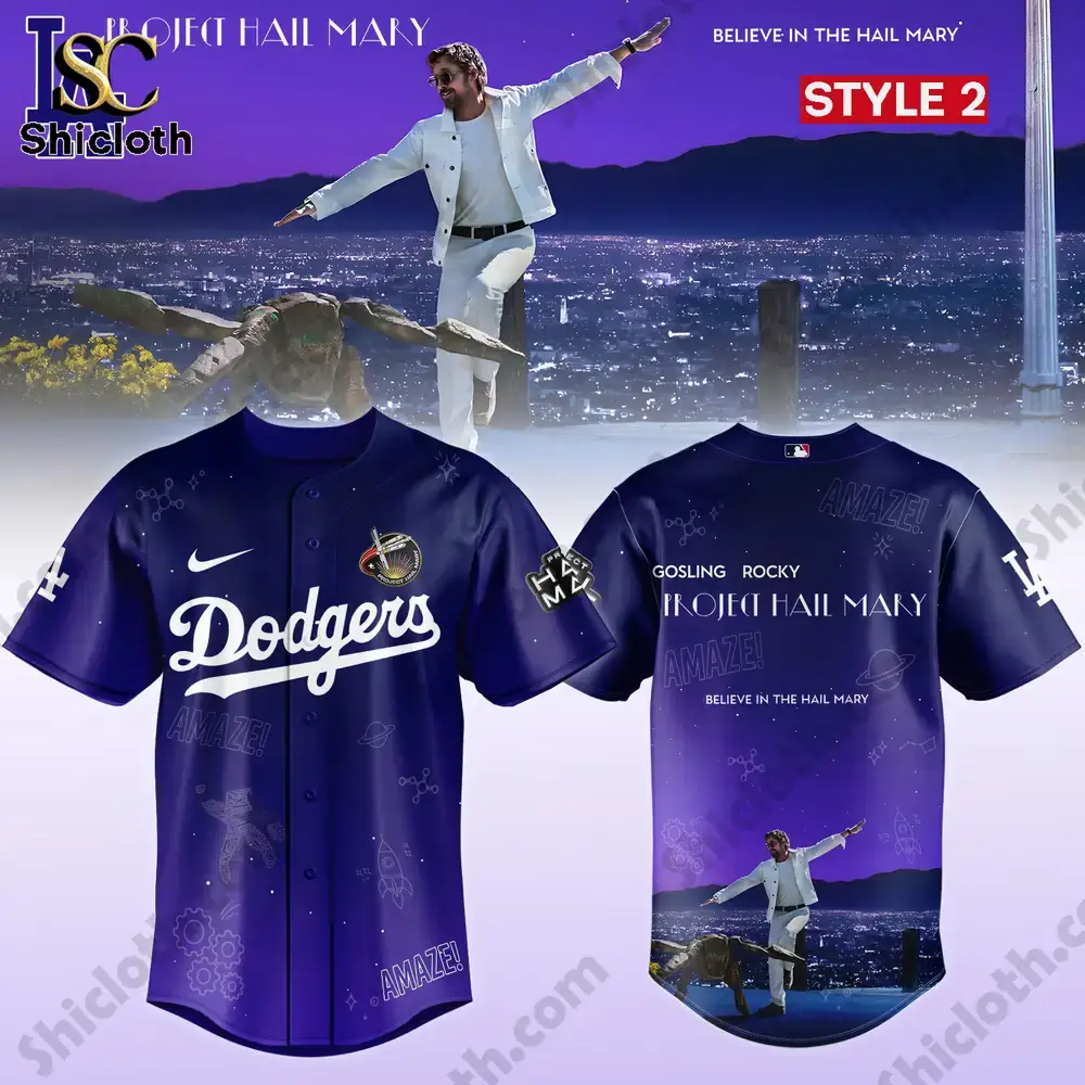 LA Dodgers Project Hail Mary 2026 Jersey 3 Purple Dodgers jersey with night city and space design!