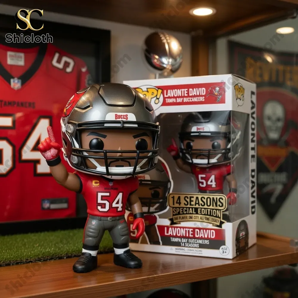 AC/DC 53rd Anniversary Commemorative Figure 77 Lavonte David Buccaneers collectible figure displayed on shelf!