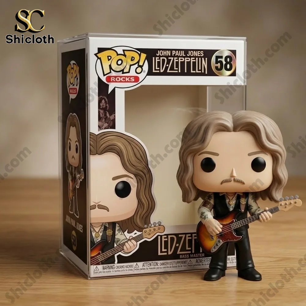 Led Zeppelin John Paul Jones 58 Years Funko Pop Figure 4 Led Zeppelin John Paul Jones bass player collectible figure standing before box by Shicloth!